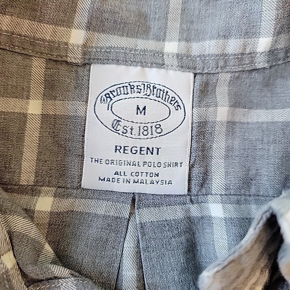 Brooks Brothers Shirt Mens Medium Regent Gray Windowpane Button Down Long Sleeve - Picture 4 of 9
